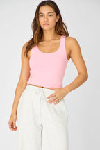 Pink Sleeveless Scoop Neck Tank Top