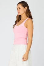 Pink Sleeveless Scoop Neck Tank Top