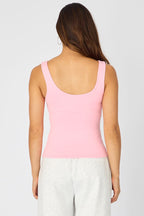 Pink Sleeveless Scoop Neck Tank Top
