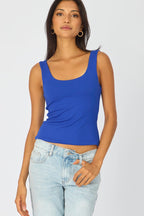 Blue Sleeveless Scoop Neck Tank Top