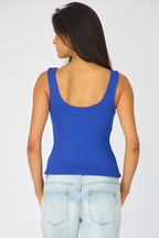 Blue Sleeveless Scoop Neck Tank Top