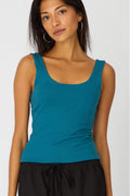 Blue Sleeveless Scoop Neck Tank Top