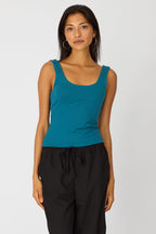 Blue Sleeveless Scoop Neck Tank Top