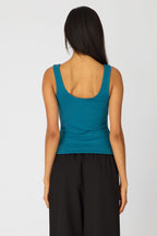 Blue Sleeveless Scoop Neck Tank Top