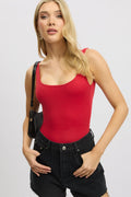 Red Bodysuit Sleeveless Scoop Neck