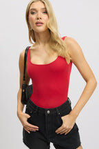 Red Bodysuit Sleeveless Scoop Neck