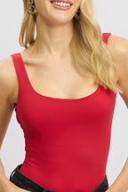 Red Bodysuit Sleeveless Scoop Neck