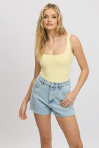 Yellow Square Neck Bodysuit Supersoft
