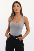 Grey Bodysuit Sleeveless Double Layered Supersoft