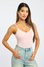 Pink Supersoft Bodysuit Sleeveless Bra Insert