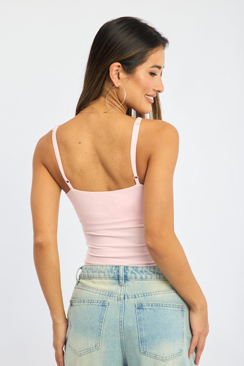 Pink Supersoft Bodysuit Sleeveless Bra Insert