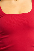Red Tank Top Double Layered Rib