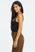 Black Supersoft Bodysuit Square Neck Sleeveless