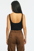 Black Supersoft Bodysuit Square Neck Sleeveless