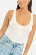 White Henley Tank Sleeveless