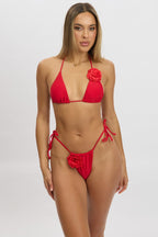 Red Rosette Bikini Set