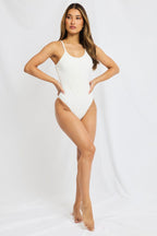 White Backless One Piece Swimsuit