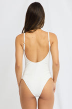 White Backless One Piece Swimsuit
