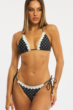 Black Polka Dot Triangle Bikini Set