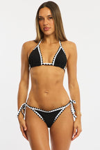 Black Triangle Bikini Set Contrast Binding