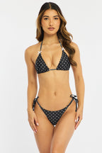 Black Polka Dot Tie Side Bikini Set