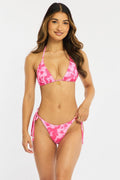 Pink Floral Triangle Bikini Set