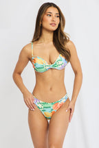 Multi Abstract Ruched Bikini Set