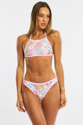 Multi Ditsy Contrast Binding Bikini Set