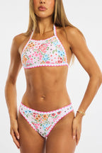 Multi Ditsy Contrast Binding Bikini Set