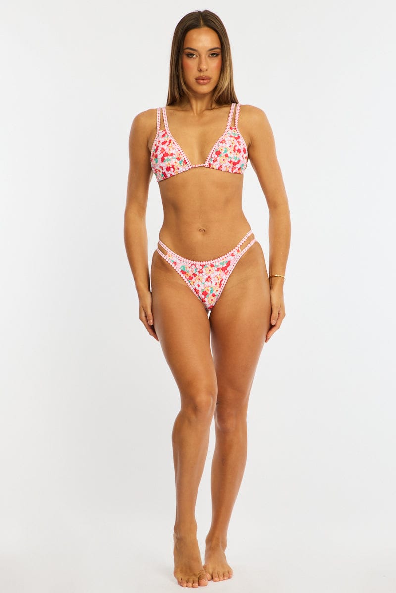 Red Ditsy Triangle Bikini Set
