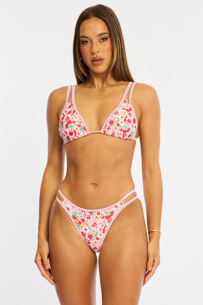 Red Ditsy Triangle Bikini Set