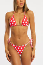 Red Polka Dot Triangle Bikini Set