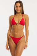 Red Metal Hardware Detail Bikini Set