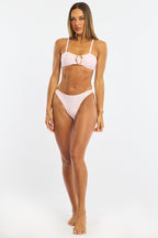 Pink Metal Hardware Detail Bikini Set