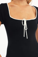 Black Knit Dress Fit and Flare Short Sleeve