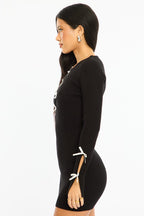 Black Knit Dress Long Sleeve Mini