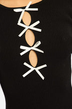 Black Knit Dress Long Sleeve Mini