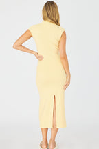 Yellow Knit Dress Midi
