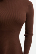 Brown Knit Dress Fit And Flared