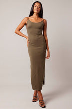 Green Knit Dress Sleeveless Maxi