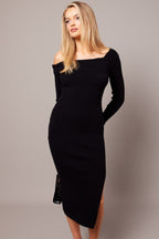 Black Knit Dress Long Sleeve