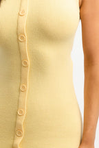 Yellow Knit Dress Button Down Mini