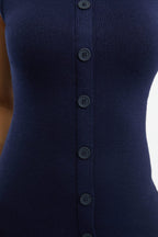 Blue Knit Dress Button Down Mini
