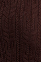 Brown One Shoulder Knitted Dress Long Sleeve