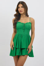 Green Ruffle Playsuit Sleeveless Frilled