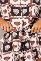 Brown Abstract Oversized Playsuit