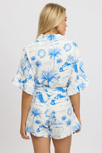 Blue Abstract Oversized Playsuit