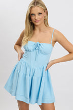 Blue Playsuit Gathered Bust Mini