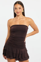 Brown Strapless Playsuit