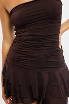 Brown Strapless Playsuit
